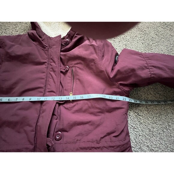 American Eagle Burgundy Sherpa Hooded Jacket Drawstring Waist Utility Size L - Picture 8 of 8